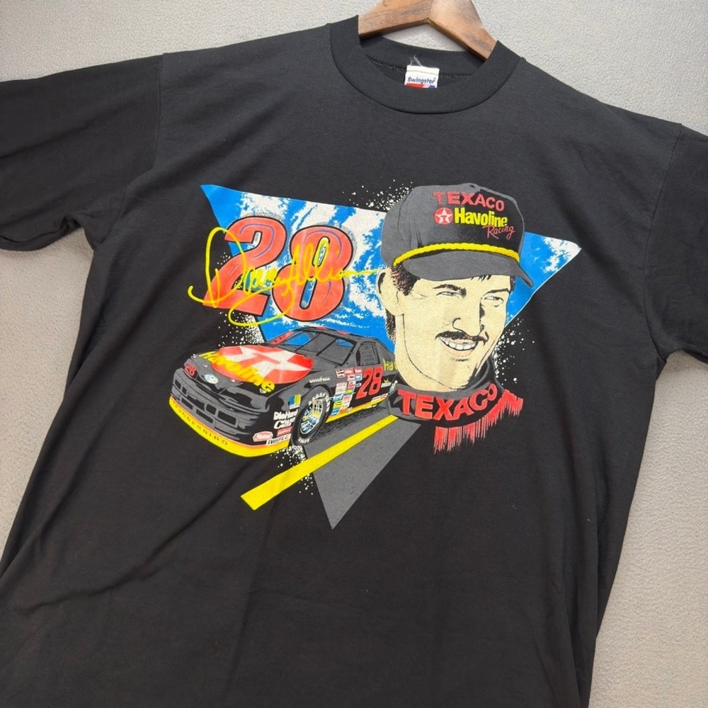 VTG Davey Allison Texaco Havoline Racing T-Shirt Swingster XL Black Made in USA